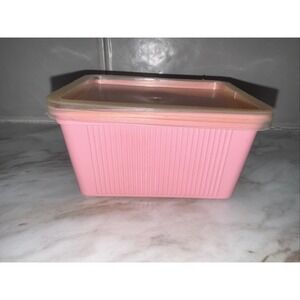 Vintage Pink Goody Storage Box Container‎ With Lid for Barrettes Bobby Pins, 80s